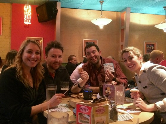 Our side happily eating s'mores